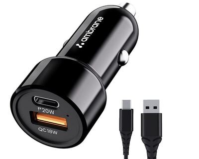 Car Charger Dual Port with C-Type Cable