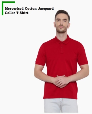 Mercerised Cotton Jacquard Collar T-Shirt
(Mercidised Red)