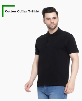 Cotton Collar T-Shirt 
(Black)