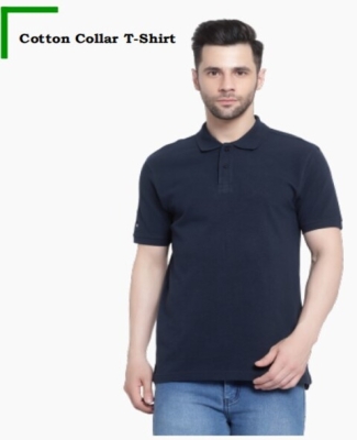 Cotton Collar T-Shirt(Navy Blue)