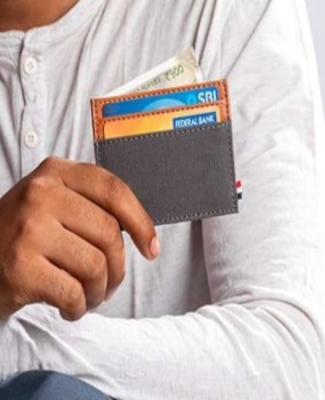 HOUSTON CARD WALLET
( CANVAS  & VEGAN LEATHER  )