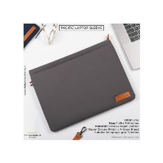 PACIFIC LAPTOP  SLEEVE (  CANVAS  + VEGAN LEATHER ) WITH METAL ZIPPER CLOSURE