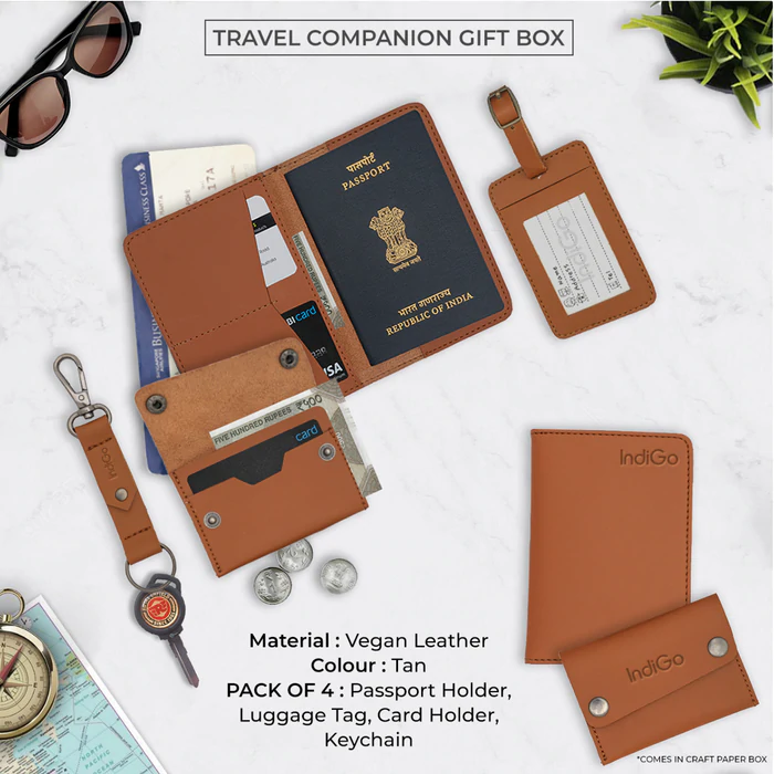 TRAVEL COMPANION GIFT BOX
( PACK OF 4) / (VEGAN LEATHER )