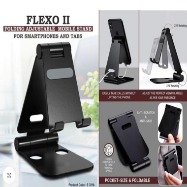 Flexo: Folding Metal Mobile Stand for Smartphones and Tabs | Folds completely to take minimal space | 3 fold style with double angle adjustment