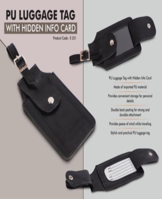 PU Luggage Tag with Hidden Info Card | Double back pasting