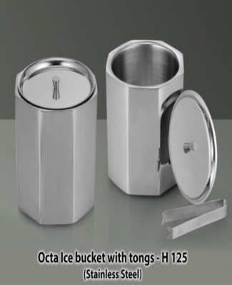 Octa SS Ice bucket with tongs