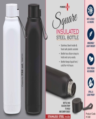 Square: Insulated Steel Bottle | Keeps Hot & Cold for 4-6 Hours | Capacity 750 ml approx