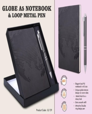 Globe Notebook Gift set: A5 Globe Notebook With Pen