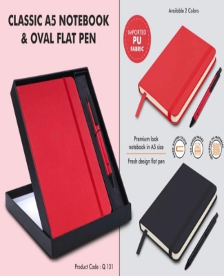 Classic Notebook Gift set: A5 Elastic Notebook With Flat Pen