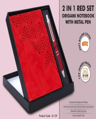 2 in 1 Red Set: Origami notebook with Metal Pen