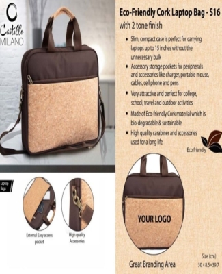Eco-Friendly Cork Laptop Bag with 2 tone finish