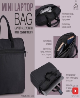 Mini Laptop bag / Laptop Sleeve with inner compartments | Convertible to Sling Bag