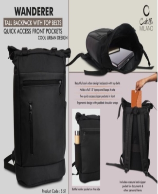 Wanderer: Tall backpack bag with Top belts | Quick access front pockets | Cool urban design