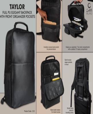 Taylor: Full PU Elegant backpack bag with Front organizer and Hidden back pocket