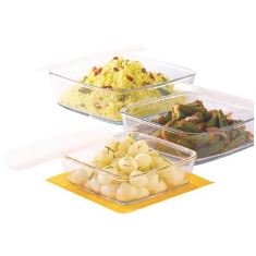 SET OF 3 SQUARE DISH WITH PLASTIC LID