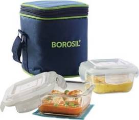 SET OF 2 LUNCH BOX KLIP - N - STORE SQUARE HORIZONTAL BLUE