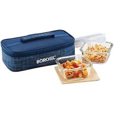 INDIGO GLASS LUNCH BOX (SQUARE - SET OF 2) - HORIZONTAL