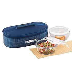 INDIGO GLASS LUNCH BOX (ROUND - SET OF 2) - HORIZONTAL