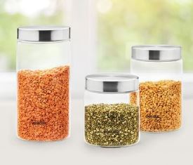 SET OF 3 ENDURA GLASS JAR SS LID (NEW ARRIVAL)