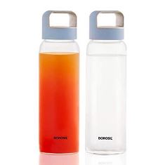CRYSTO WIDE GLASS BOTTLE WITH BLUE LID (NEW ARRIVAL)