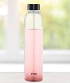 CRYSTO SLIM GLASS BOTTLE WITH PINK LID (NEW ARRIVAL)
