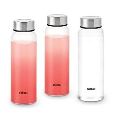 SET OF 3 CRYSTO WIDE GLASS BOTTLE WITHSILVER SS LID (NEW ARRIVAL)