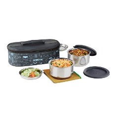 CARRY FRESH STAINLESS STEEL INSULATED LUNCH BOX SET OF 2 - FLAT