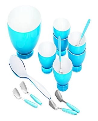 CERAMICA ICE CREAM SERVING 14 PCS SET (SMALL BOWL + SMALL SPOON)*6 + LARGE BOWL + LARGE SPOON)