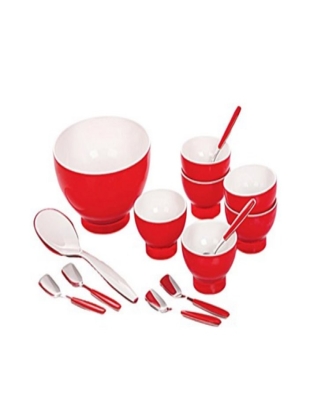 CERAMICA ICE CREAM BOWL 12 PCS SET (SMALL BOWL + SMALL SPOON)*6)