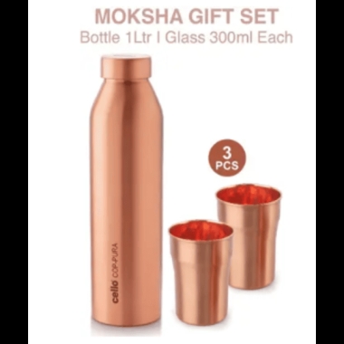Moksha Copper 3 Pcs Gift Set (1 Bottle + 2 Glass )