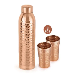 Nirvana Hammer Copper 3 Pcs Giff Set ( 1 Bottle+ 2 Glass )