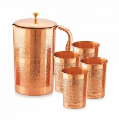 Sanjeevani Copper 5 Pcs Gift Set ( Jug + 4 Glass)