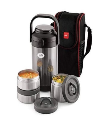 VACUUM LUNCH BOX SS Freedo-3 With Pouch