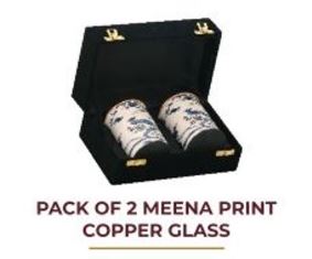 PACK OF 2 MEENA PRINT COPPER GLASS