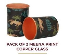 PACK OF 2 MEENA PRINT COPPER GLASS