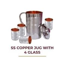 SS COPPER JUG WITH 4 GLASS