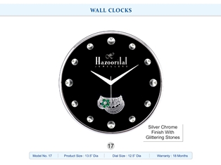 WALL CLOCK Hazoorilal (Silver Chrome Finish with Glittering Stones)