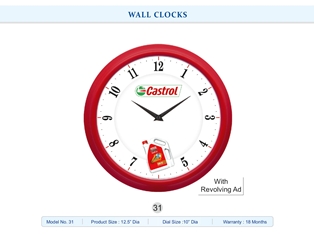WALL CLOCK Castrol (with Revolving Ad