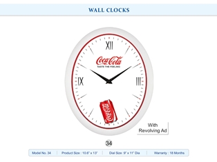 WALL CLOCK Coca Cola (with Revolving Ad)