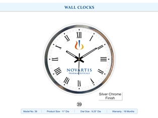 WALL CLOCK  Novartis (Silver Chrome Finish)