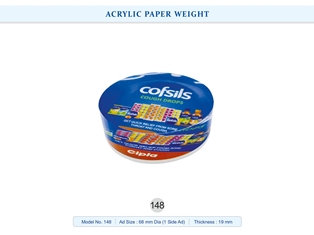 ACRYLIC PAPER WEIGHT  Cofsils (1 side Ad) (19mm)