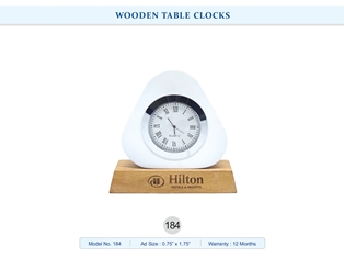 WOODEN TABLE CLOCK  Hilton (with Printing)