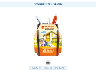 WOODEN PEN STAND  Bank of Baroda