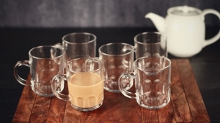 Femora Glass Crown Tea Mug Coffee Mug - Set of 6- 210 ML FMTCBTL06