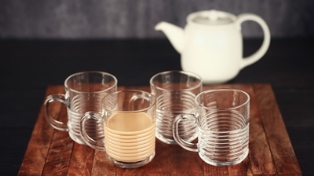Femora Glass Ring Tea Mug Coffee Mug - Set of 6- 220 ML FMTCRNG06
