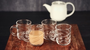 Femora Glass Cross Tea Mug Coffee Mug - Set of 4- 220 ML FMTCCRS04