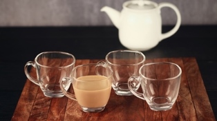 Femora Glass Classic Tea Mug Coffee Mug - Set of 4- 180 ML FMTCRGD04