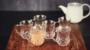 Femora Glass Aqua Tea Mug Coffee Mug - Set of 4- 145 ML FMTCAQU04