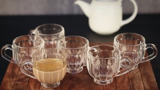 Femora Glass Lotus Tea Mug Coffee Mug - Set of 6- 170 ML FMTCLTS06