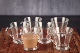 Femora Glass Espresso Tea Mug Coffee Mug - Set of 6- 165 ML FMTCESPR06